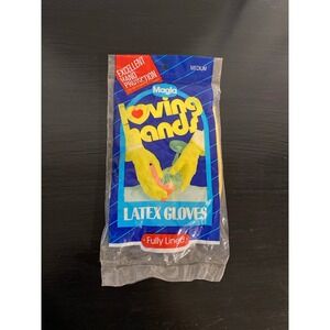 Vintage Magla Loving Hands Latex Gloves Size Medium Yellow Lined 1990's NOS